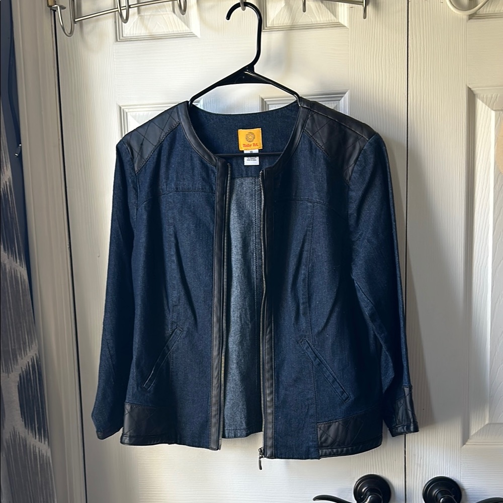 Faux Leather & Denim Jacket